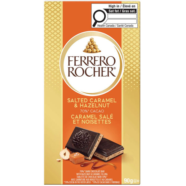 06730087042 Ferrero Rocher Dark Hazelnut & Salted Caramel Bar 90 g