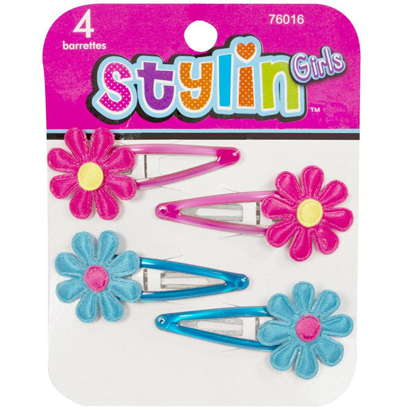 Stylin G-4 pc Flower Snap Barrette