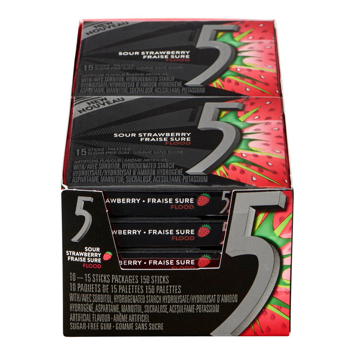 5 Gum Flood Sour Strawberry 15 ct
