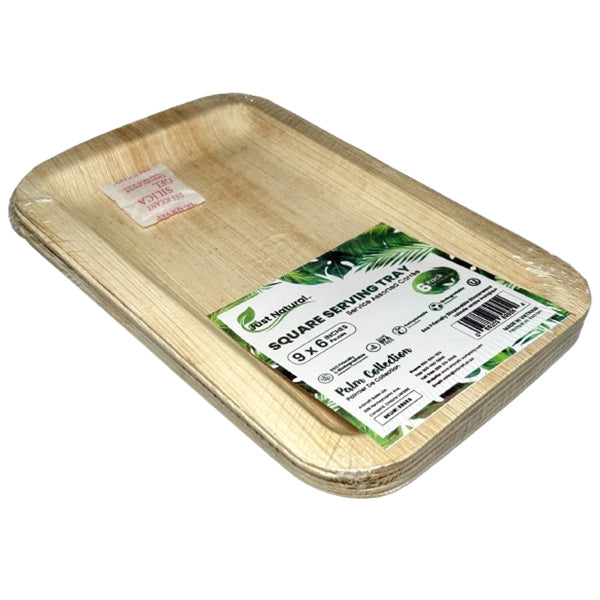 Just Natural 6IN Square Serving Tray- 3CM Deep 6 ct
