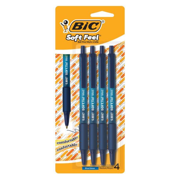 BIC Soft Feel Medium 4 pc Blue Pen 1-Pack