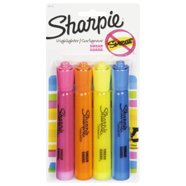 Sharpie Chisel Tip Tank Highlighters 4COLOURS