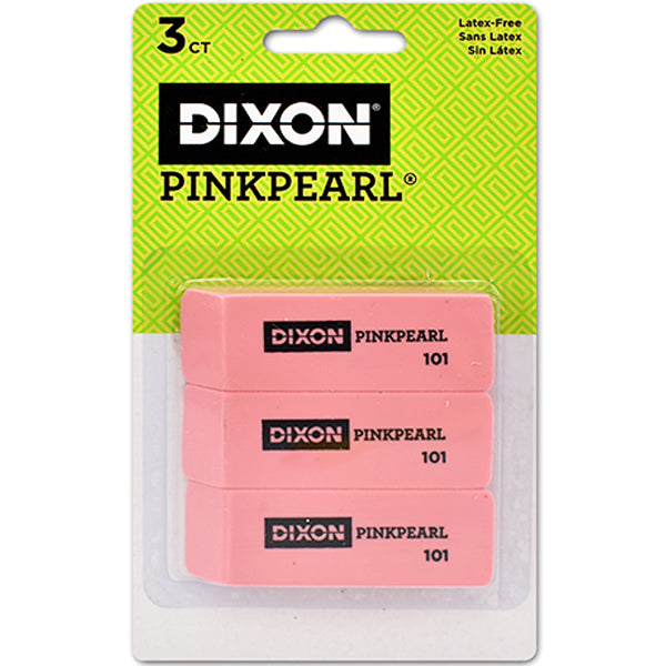 Dixon Pink Pearl Erasers 3 ct