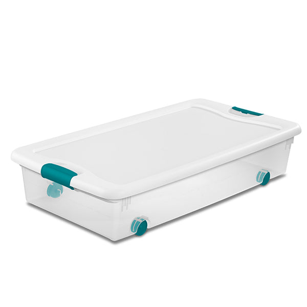 Sterilite 53 L Wheeled Latching Box Under Bed Clear