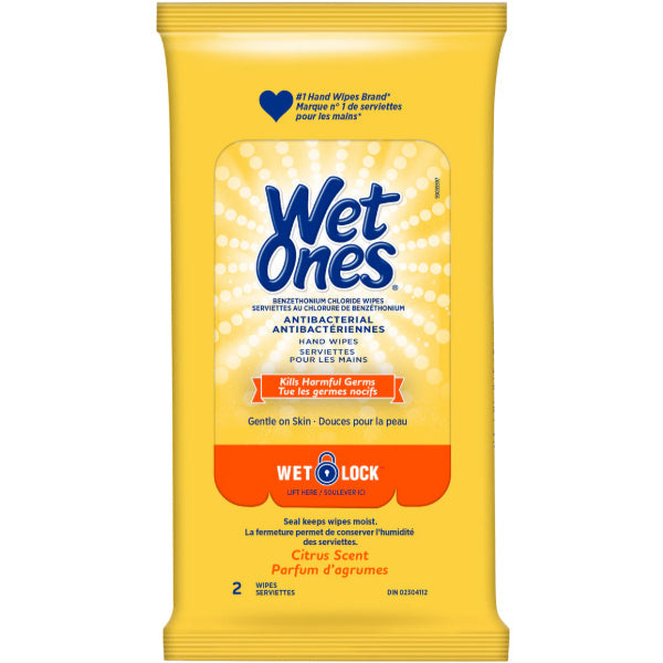 Wet Ones Antibacterial Citrus Scent Hand & Face Wipes 20 ct