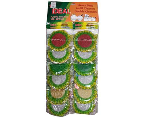 Plastic Scourer W/sponge 12 pcs
