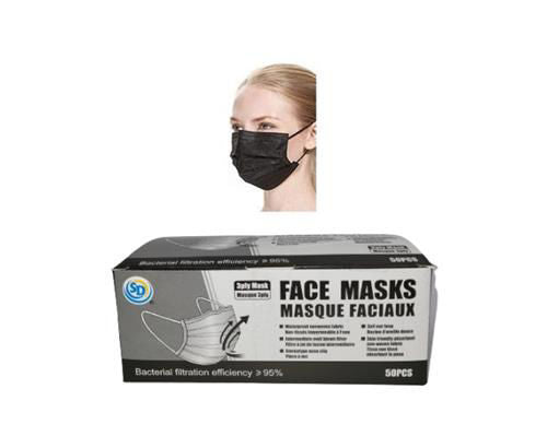 SD Disposable Face Mask 3ply 50pk - Black