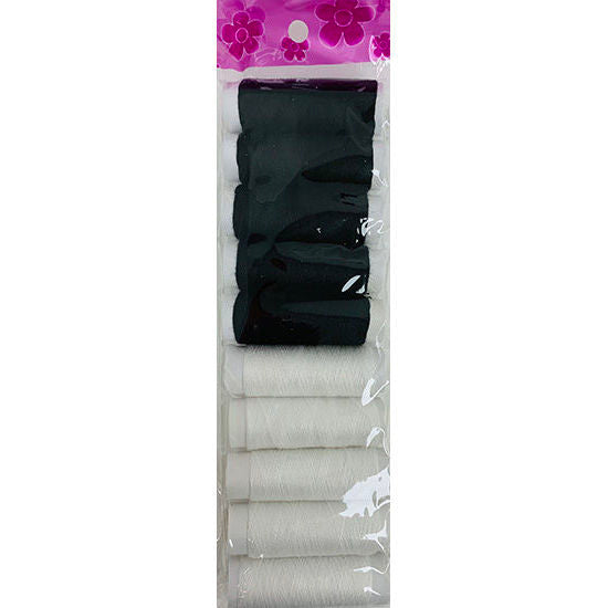 Sewing Thread 10 pcs Black & White
