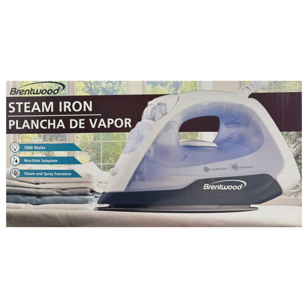 Brentwood Steam Iron- 1000 Watts- MPI-52