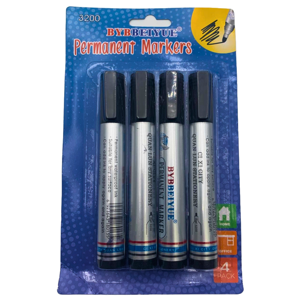 Permanent Marker Black 4 pcs