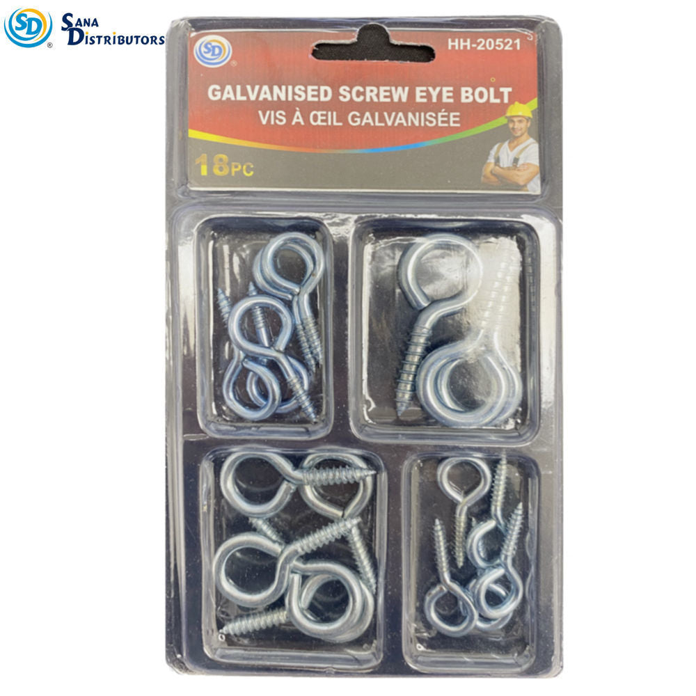 SD Galvanised Screw Eye Bolt 18 pcs
