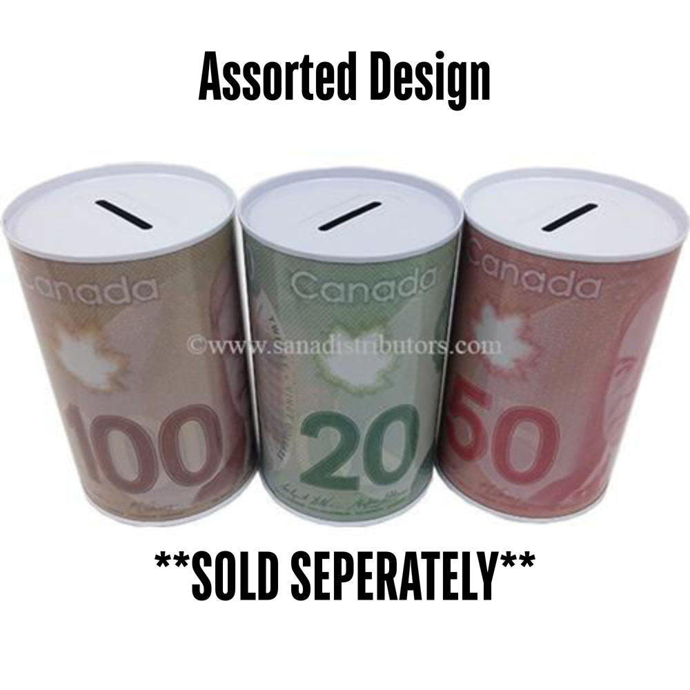 Tin Coin Bank Small - Canadian Currency [4.92" X 3.14"] 1 pc