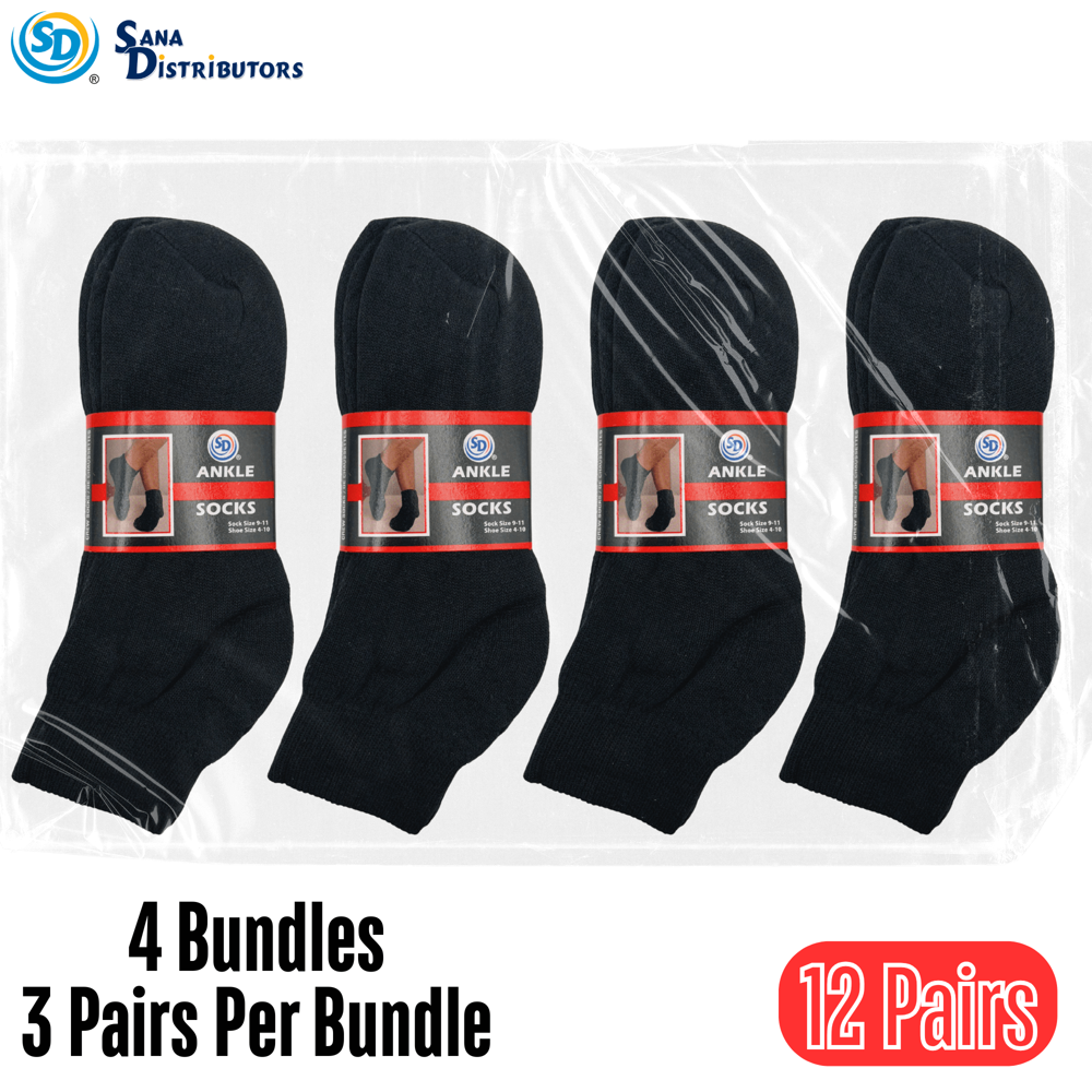 SD Ankle Sports Socks - Black - Size 9-11