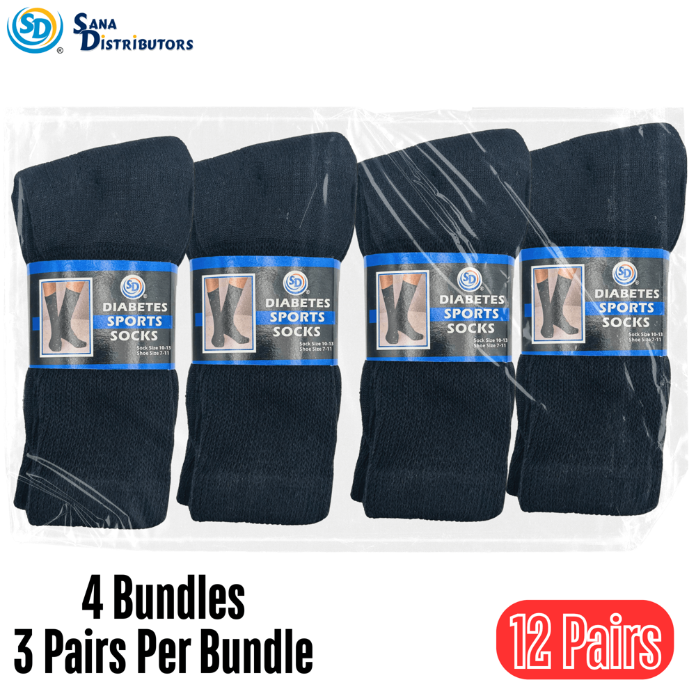 SD Diabetes Sports Socks - Black - Size 10-13