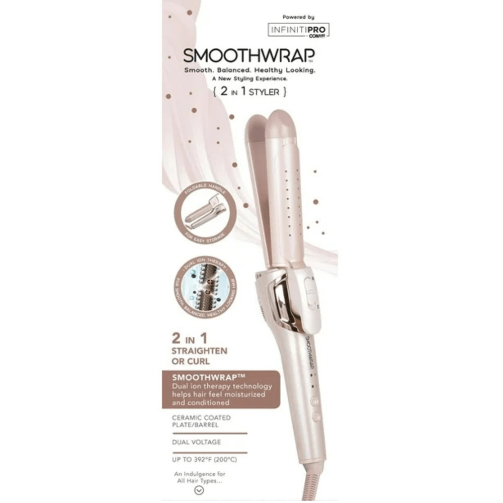 Conair Infiniti Pro Smoothwrap 2-IN-1 Ceramic Straighten or Curler Styler