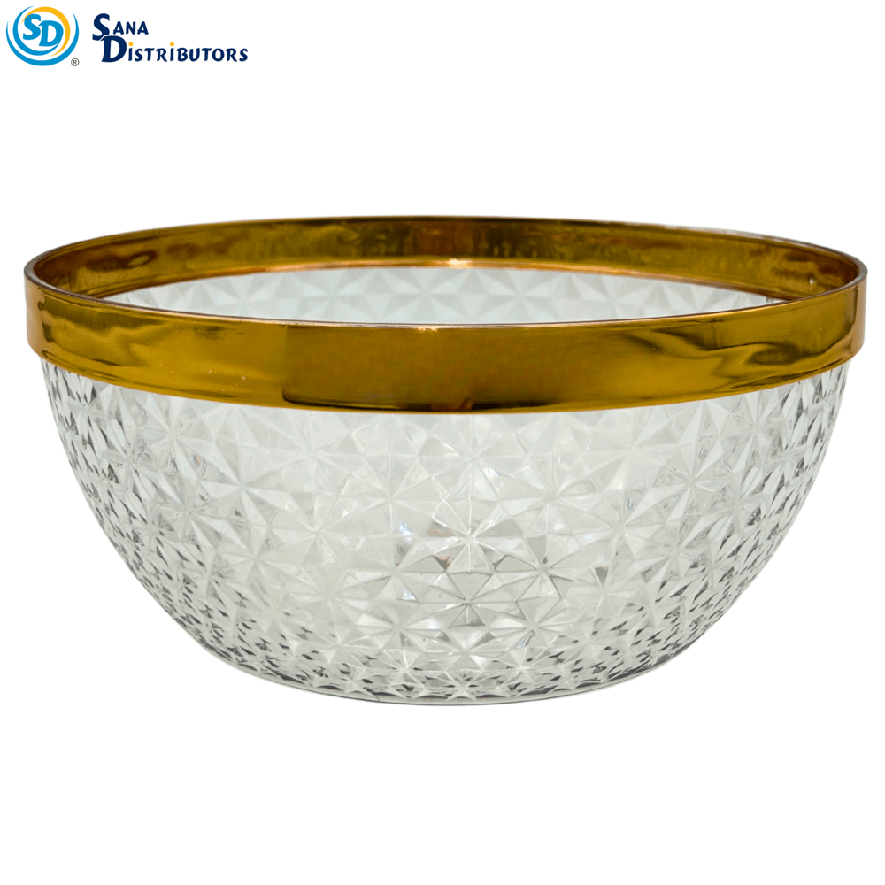 Plastic Bowl W/ Gold Trim 9" X 4"
