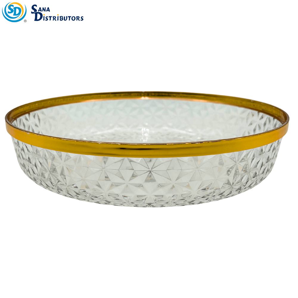 Plastic Bowl- Round W/ Gold Trim 10" X 2"