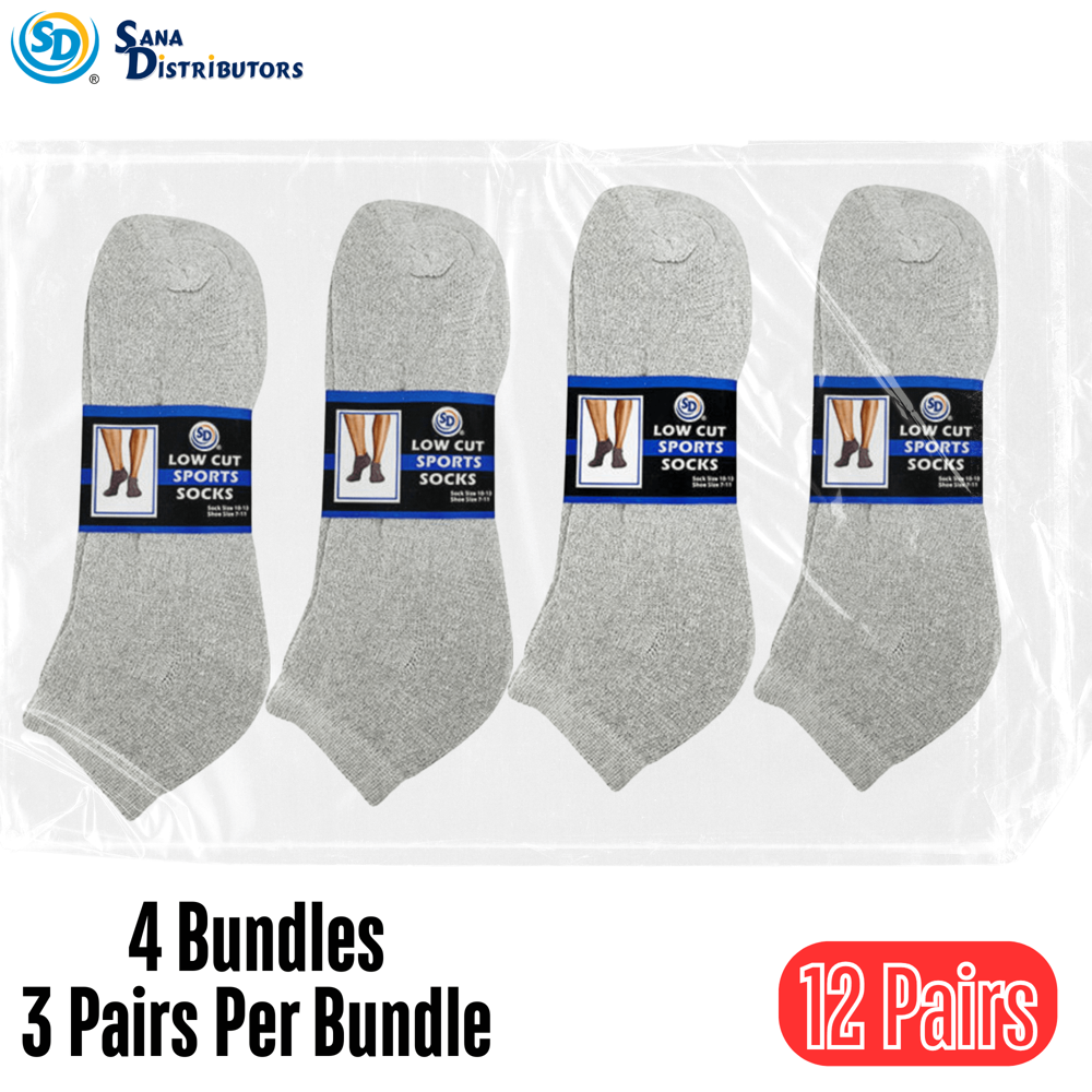 SD Low Cut Sports Socks Grey 12 Pairs 10-13