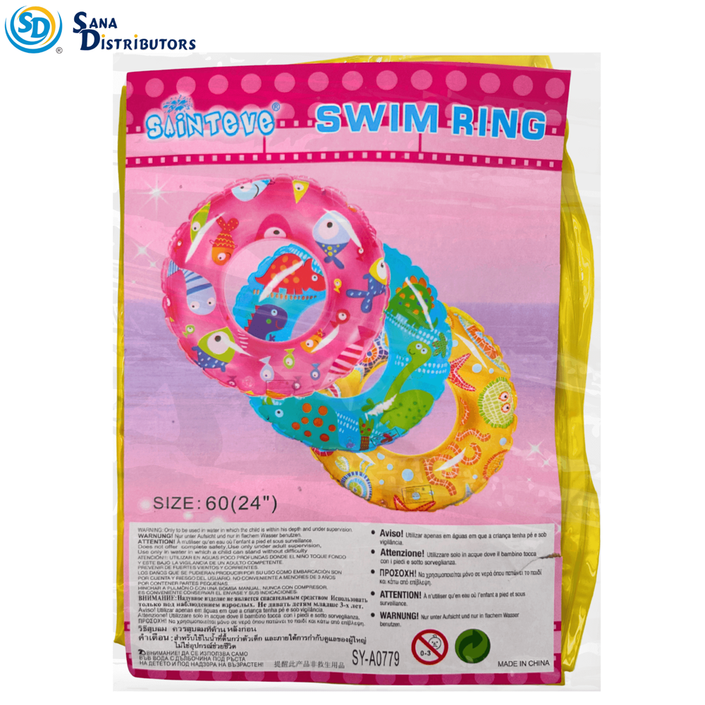 Kids Inflatable Swim Ring 24" (assorted Colours)