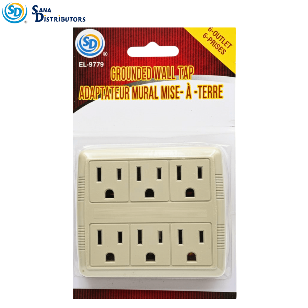 SD Grounded Wall Tap 6 Outlet