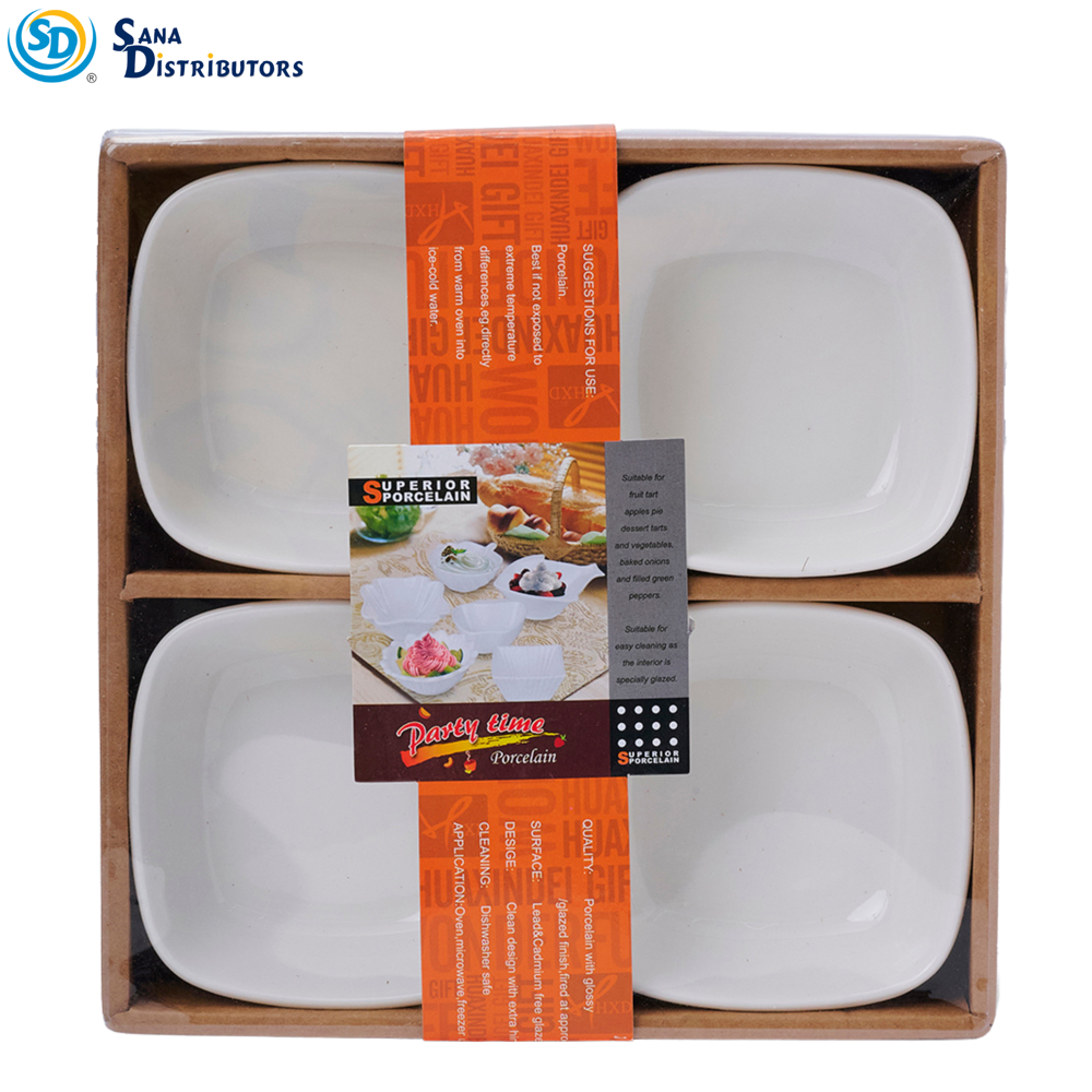 Porcelain Bowl Set of 4 (square) 8.5"