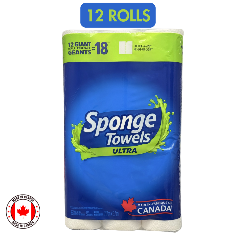 Sponge Towels Ultra 2-ply 12=18 Rolls [96 Sheets]