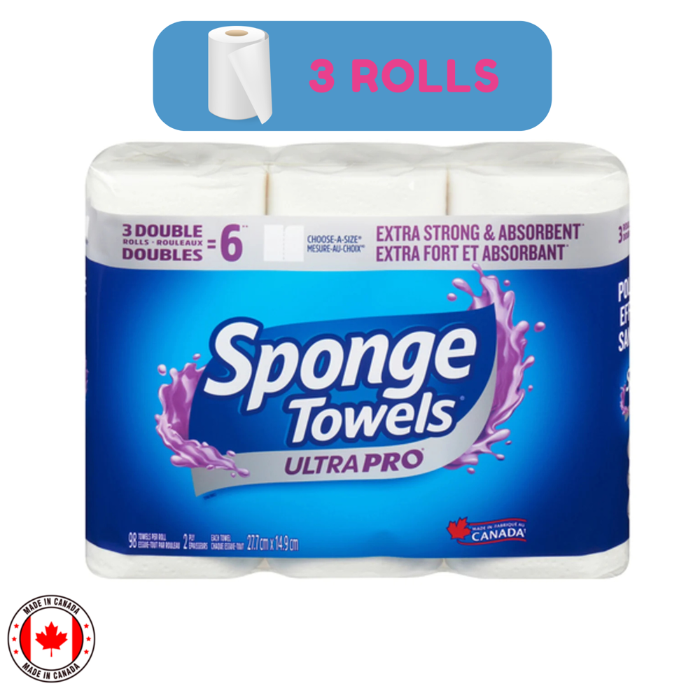 Sponge Towels Paper Towel Ultra 2-ply 3 Double Rolls X 98 Sheets