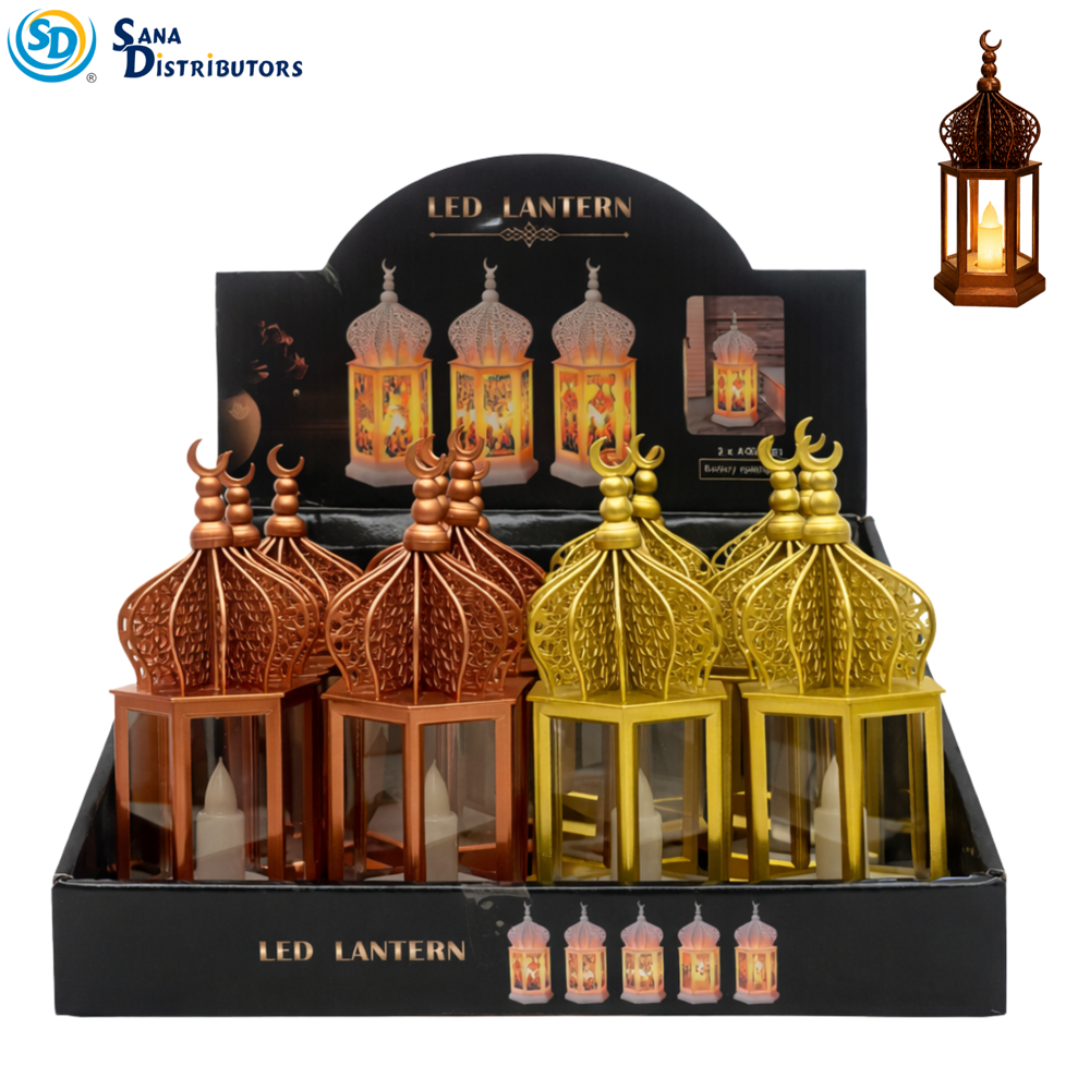 LED Lantern Islamic Style Assorted Colours 9"x8"x9.5"