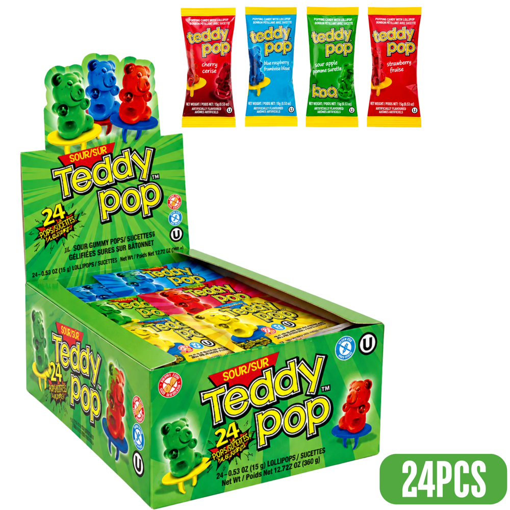 Sour Teddy Pop 15 g 24 pcs