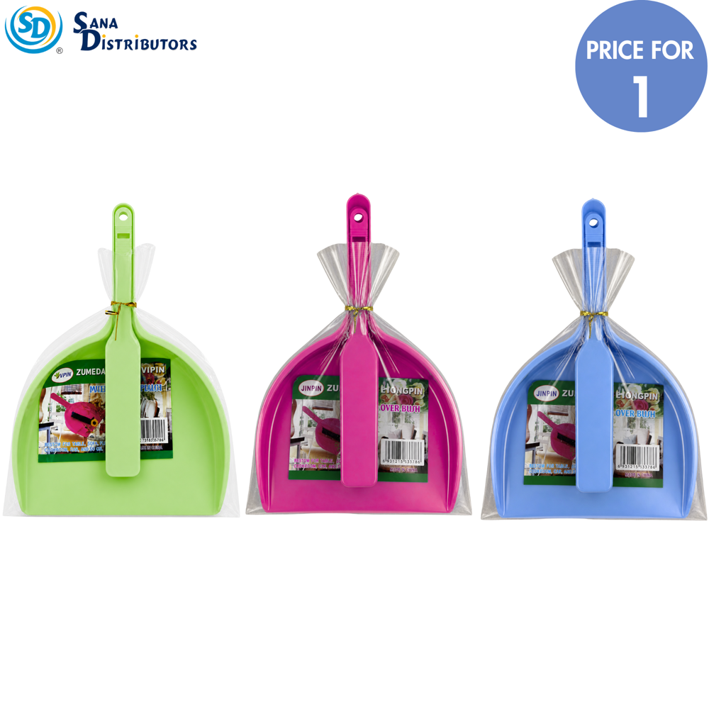 Dustpan with Brush 10"x7" Assorted Colours