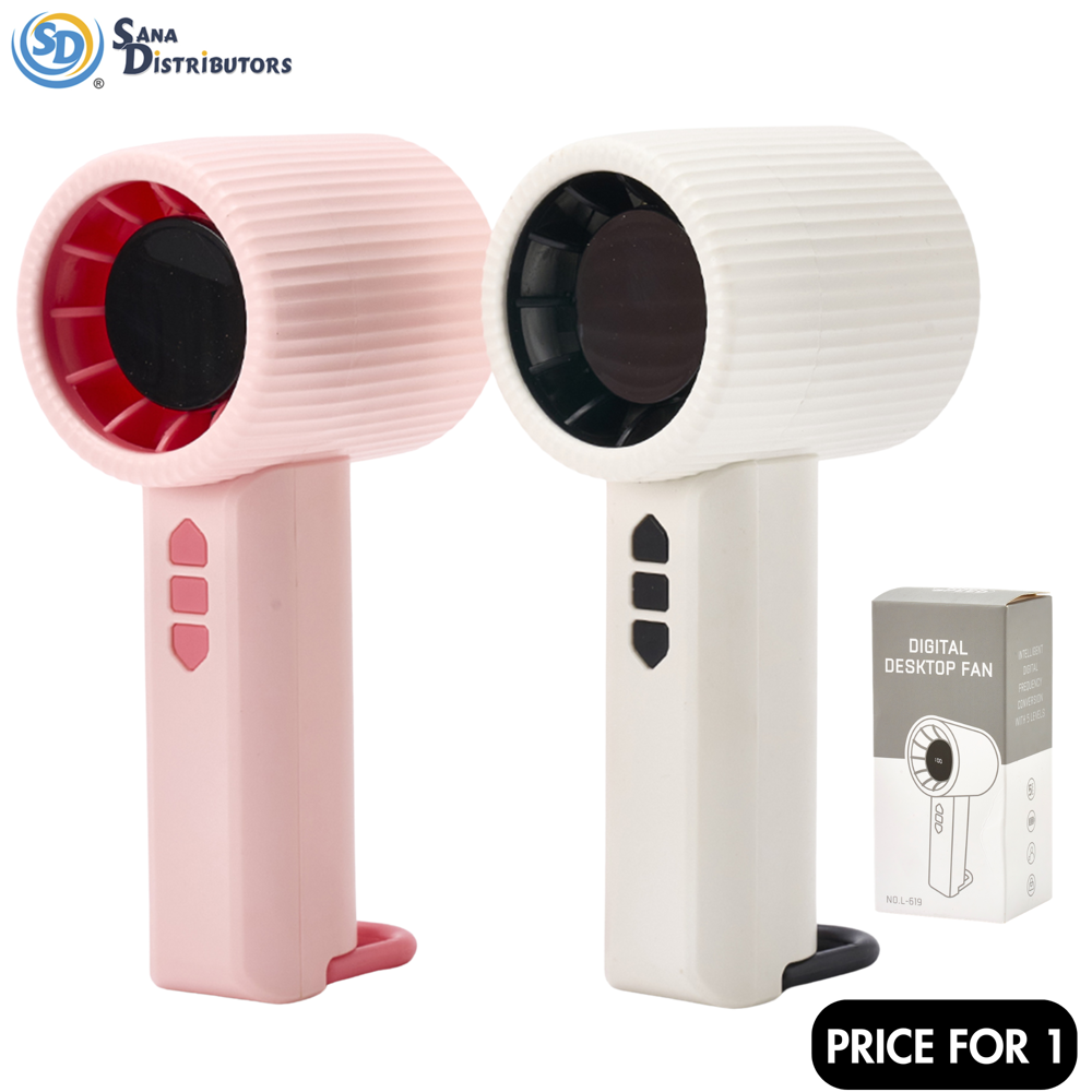 Rechargeable Digital Desktop Mini Fan Assorted Colours