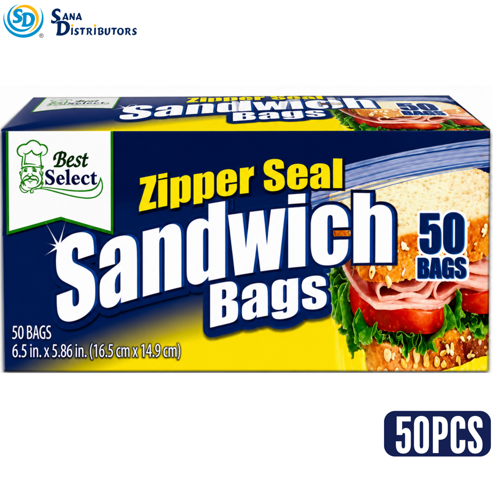 Zipper Sandwich Bags 6.5"x6" 50 pcs