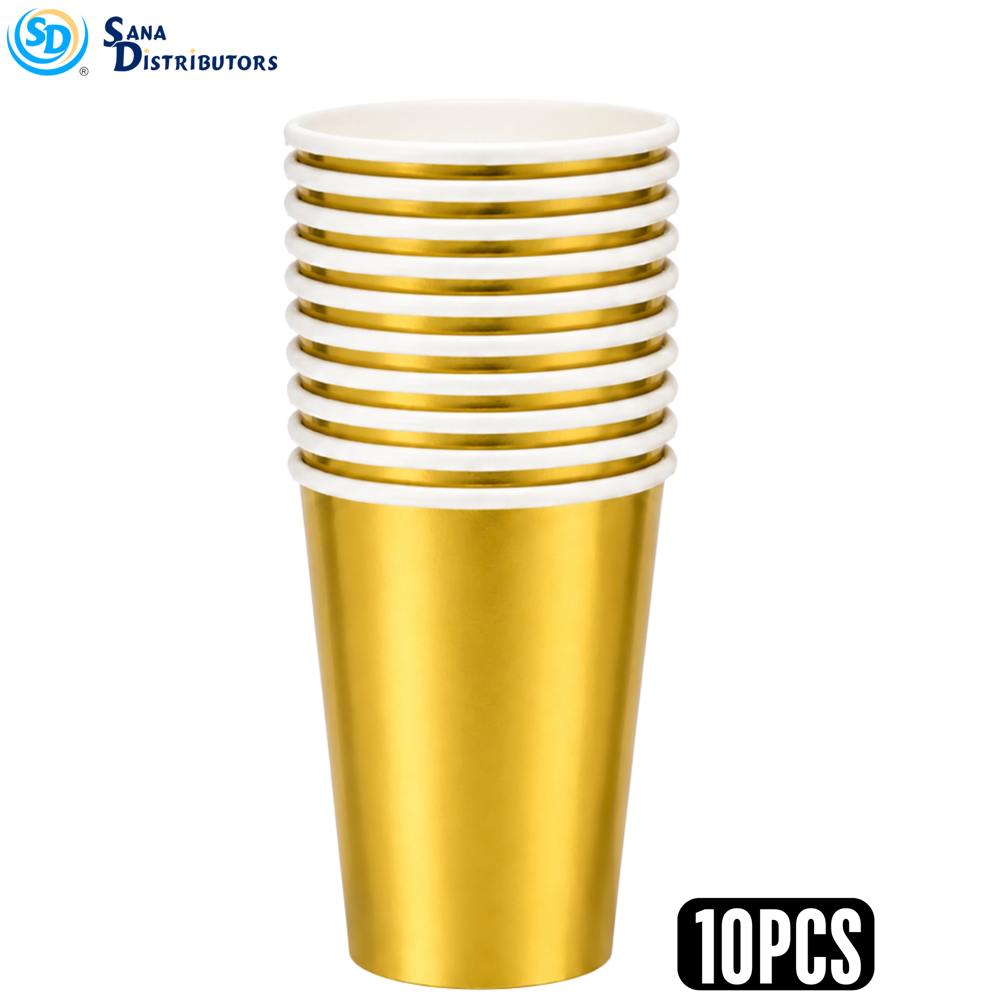Disposible Cup Golden 8 oz 10 pcs