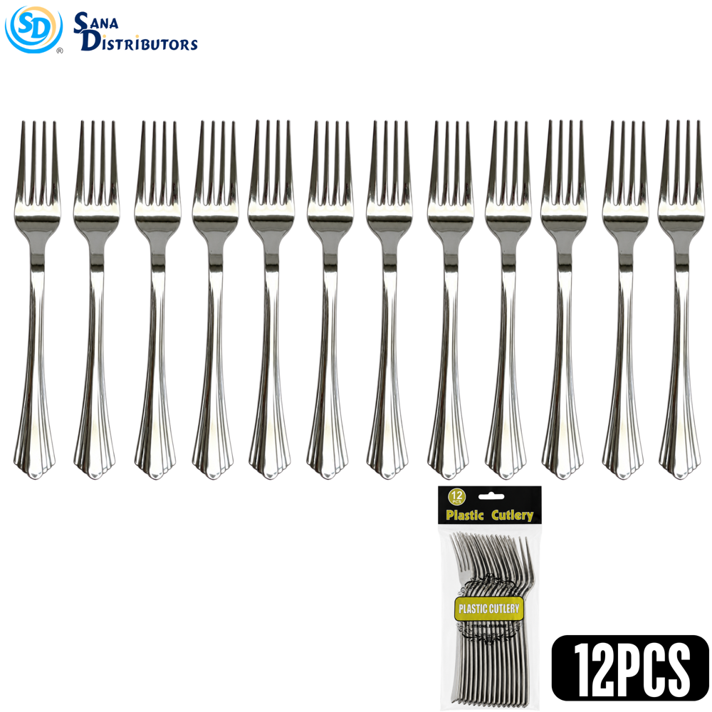 Plastic Forks Silver Color 12 pcs