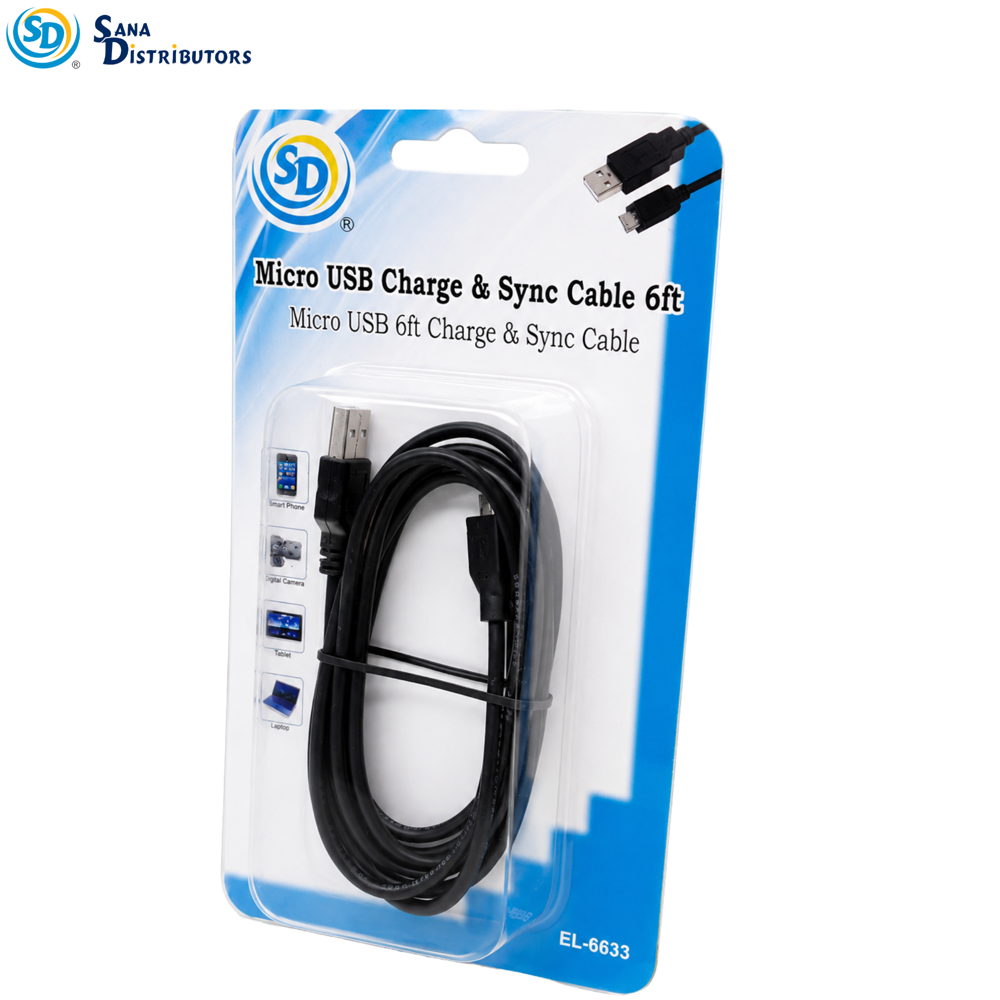 SD Micro USB Charge & Sync Cable 6' 2.0