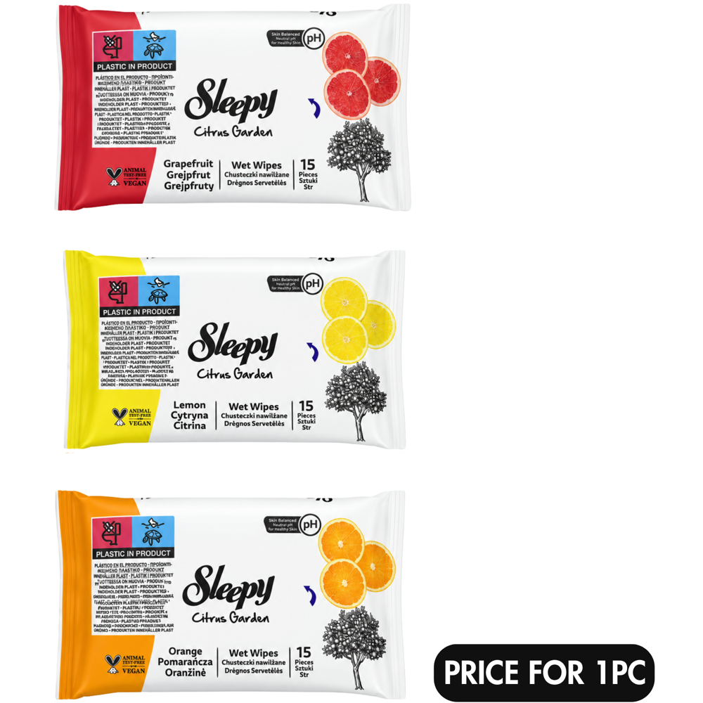 Sleepy Citrus Garden Wet Wipes 15 pcs Ass.scents