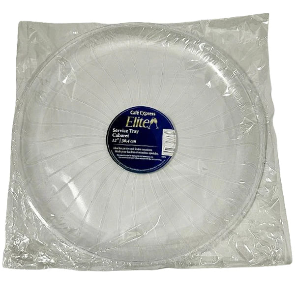 Elite 12IN Clear Round Polystrene Tray 25x