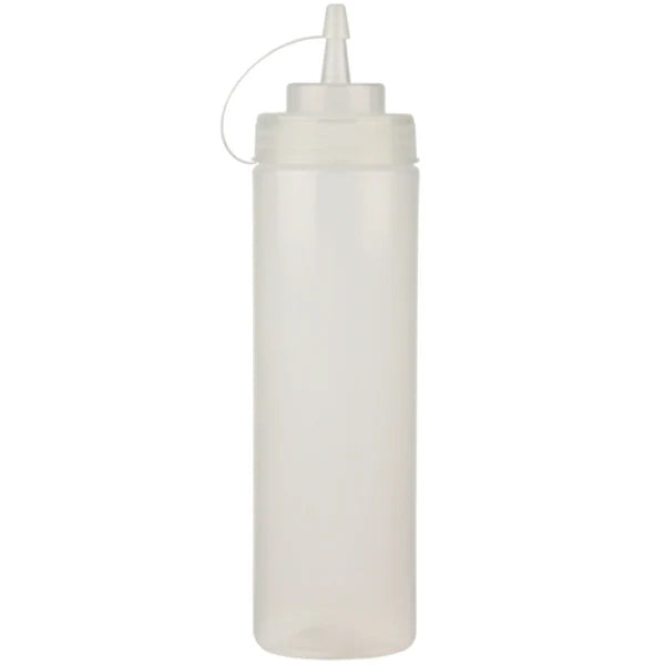 Resto 24 oz Clear Wide Mouth Squeeze Bottle with Lid