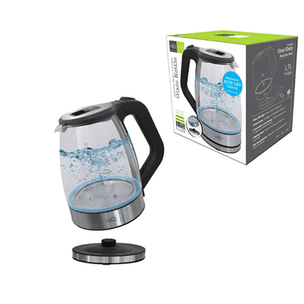 HAUZ Cord Less Stainless Steel Illuminating Glass Kettle 1.7 L