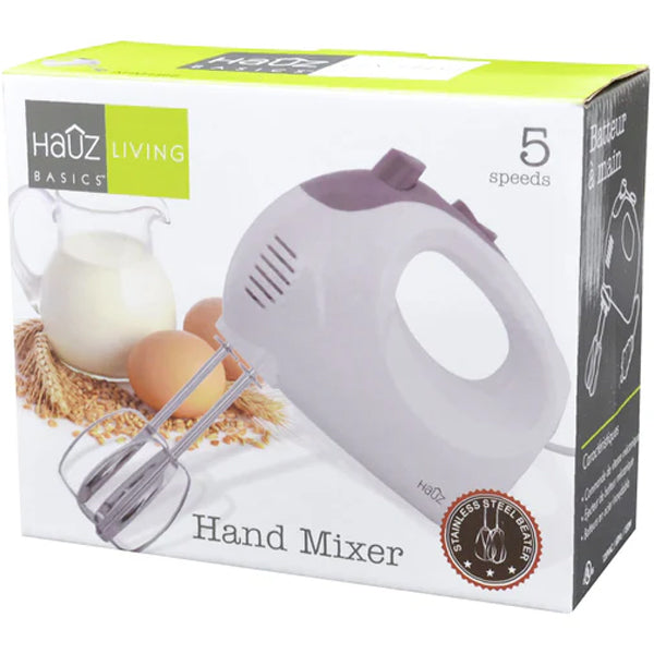 HAUZ White Hand Mixer Stainless Steel Beater