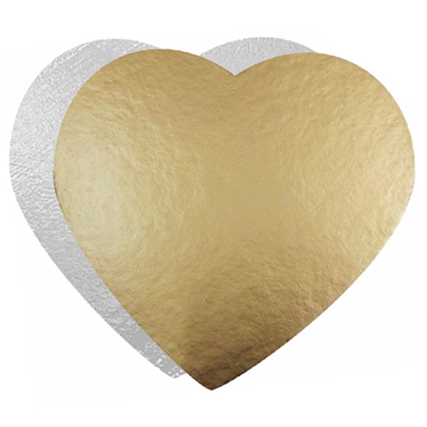 Enjay 8IN Heart X 0.80 Gold/silver Cake Board 10 ct