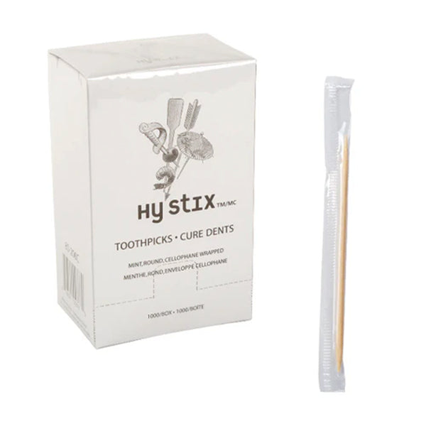 Hy Stix Toothpick Mint Cello Wrapped 1000-Pack