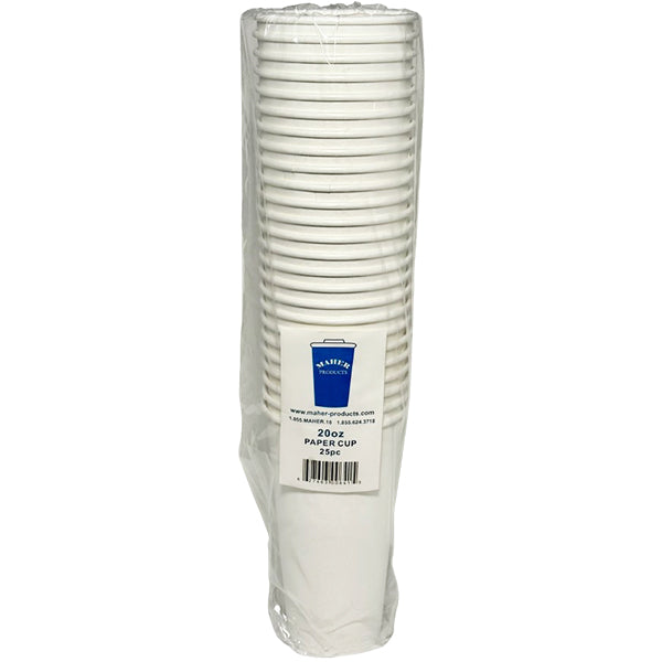 Maher 20 oz White Paper Cup 25-Pack