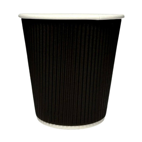 Maher Products 8 oz Squat Black Ripple Wall Cup 25-Pack