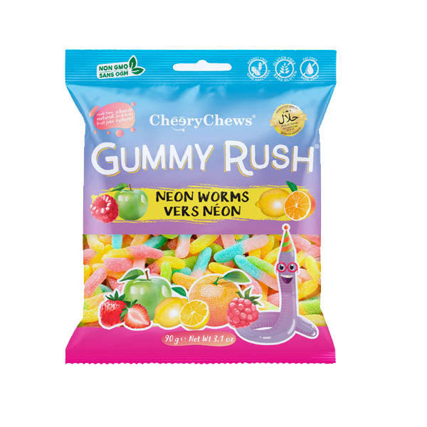 Cheery Chews Neon Worms Mixed Flavors 90 g