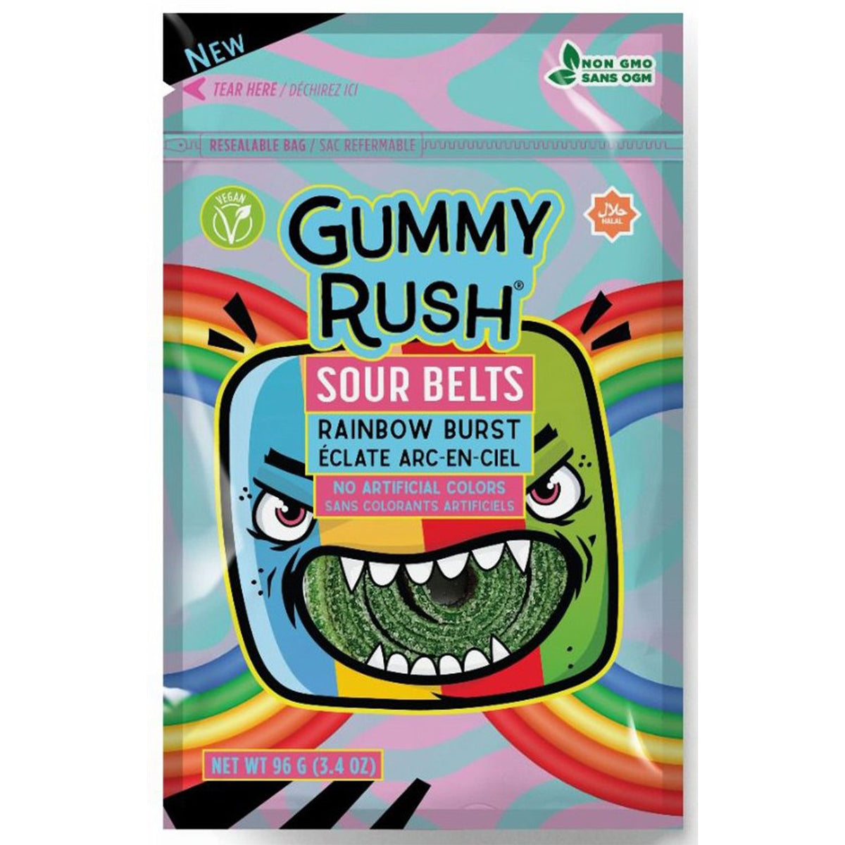 Gummy Rush Sourbelt Rainbow Burst 96 g
