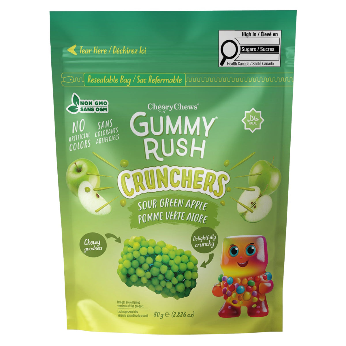 Gummy Rush Crunchers Sour Green Apple 80 g