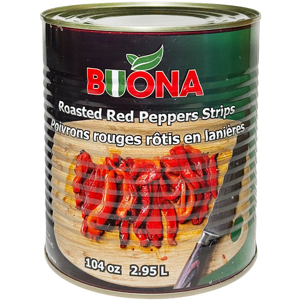 Buona Roasted Red Peppers Strips 104 oz
