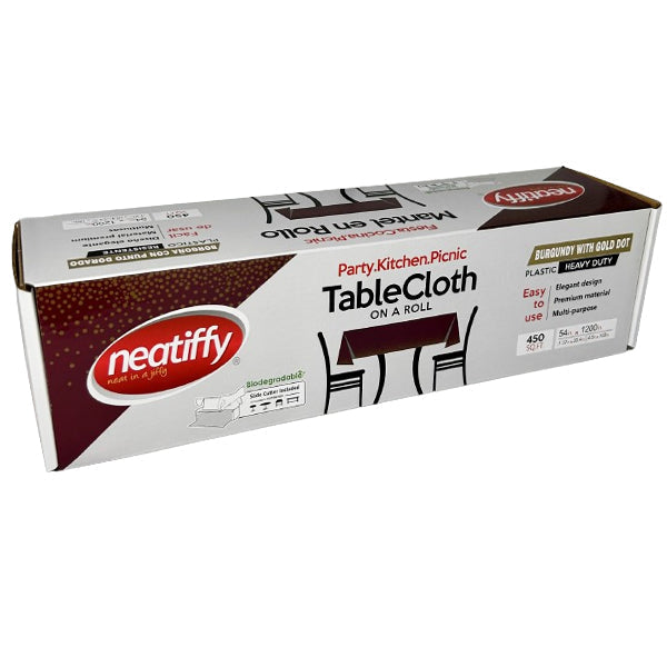 Neatiffy Burgundy Gold Dot Tablecloth Roll 1