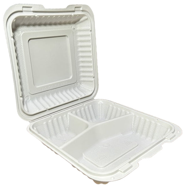 LR Ep-83, 8" 3 Compartment Hinged Container 150 ct